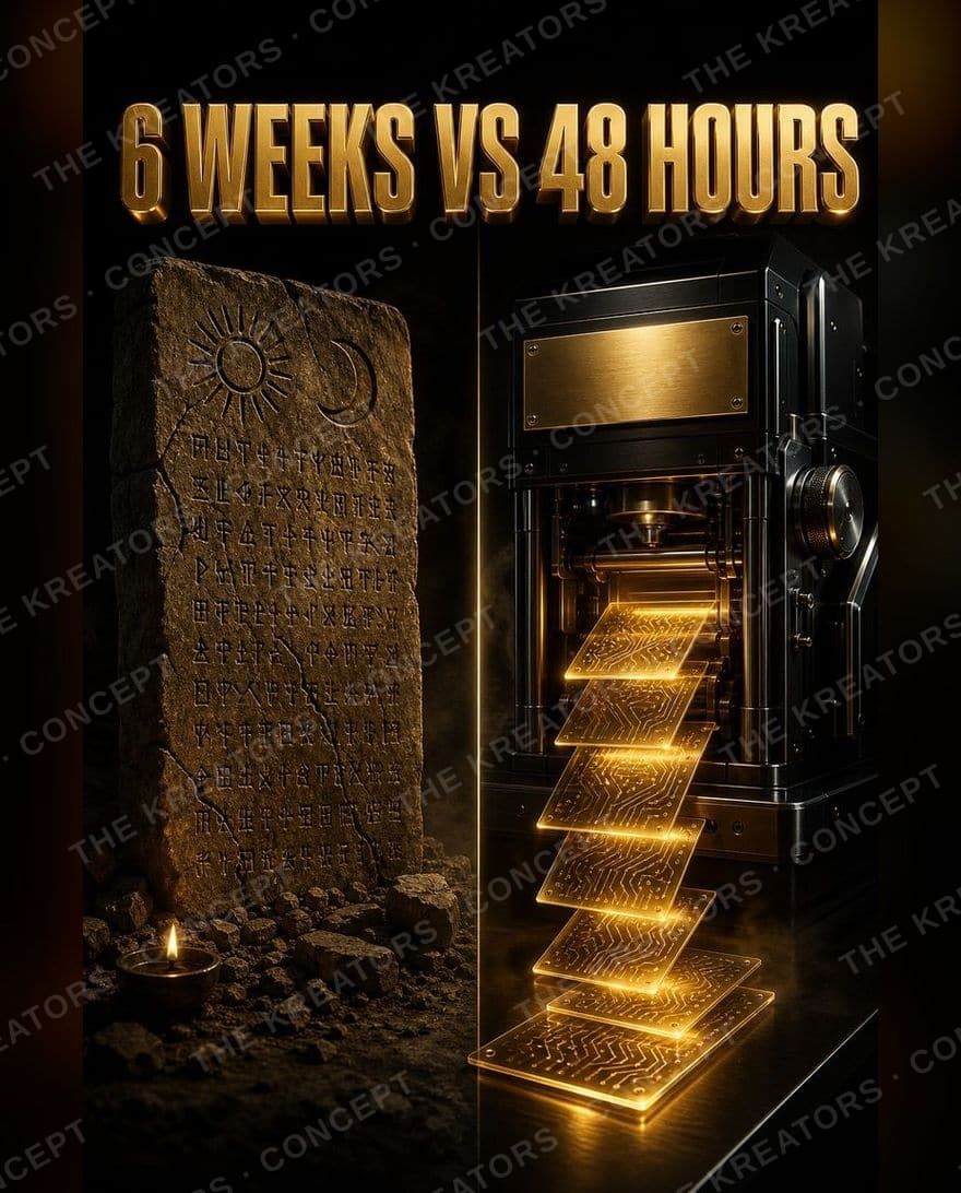 Six Weeks vs 48 Hours — watermarked concept, scored 76/100